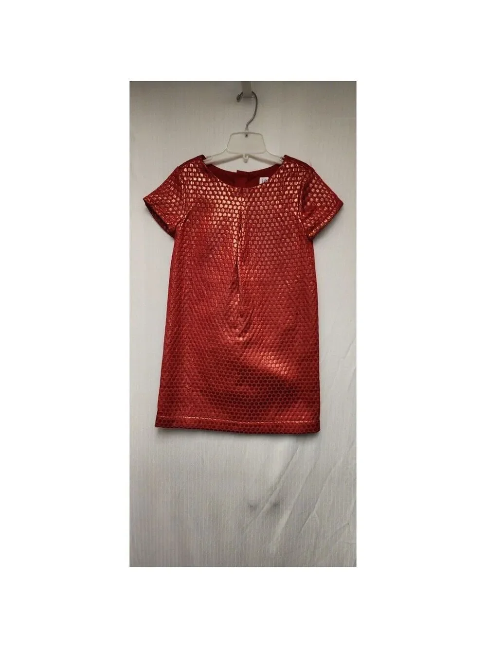 Gap Kids Red Metallic Pleated Jacquard Dot Party Dress/Old Navy Floral Dress M-8